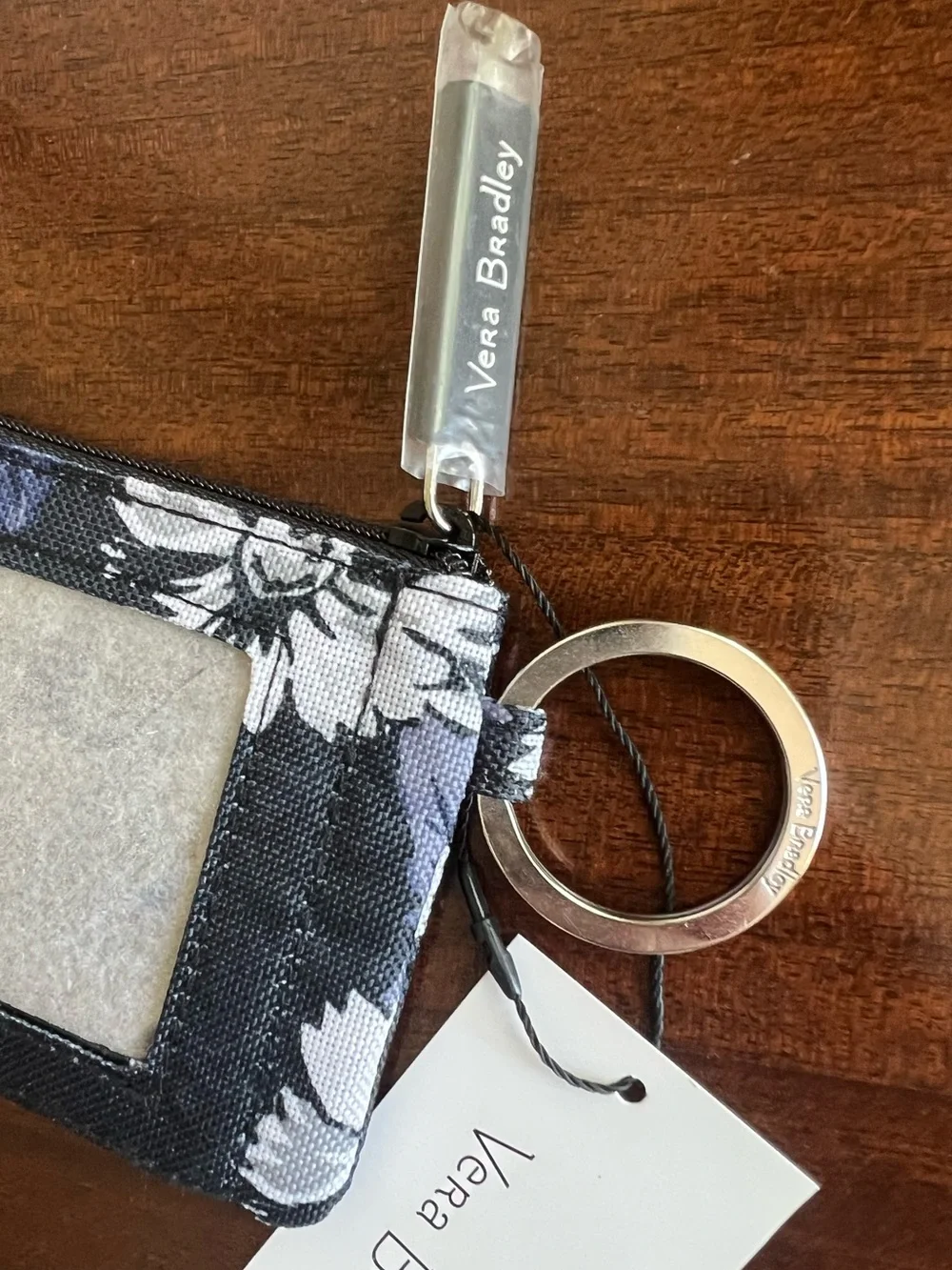 Vera Bradley new lighten up zip ID case keychain wallet frosted floral